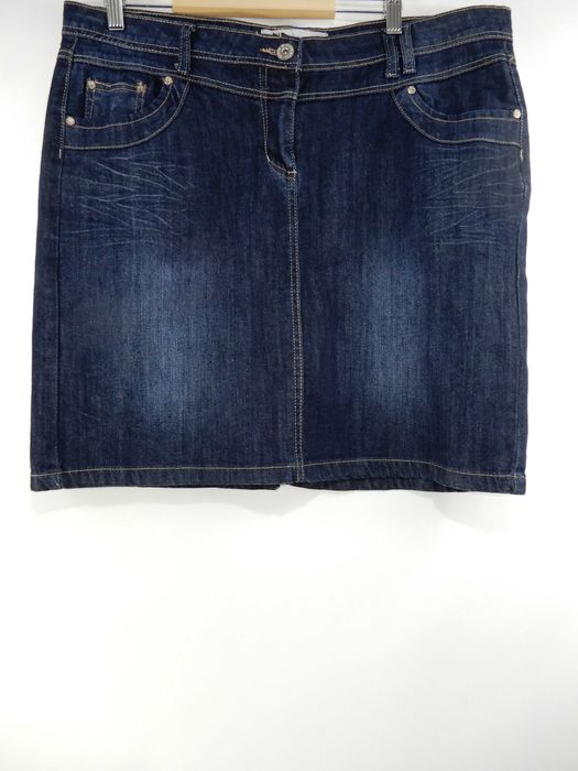 Spódnica midi jeansowa prosta do kolan granatowa Pencil 46 48 3XL 4XL