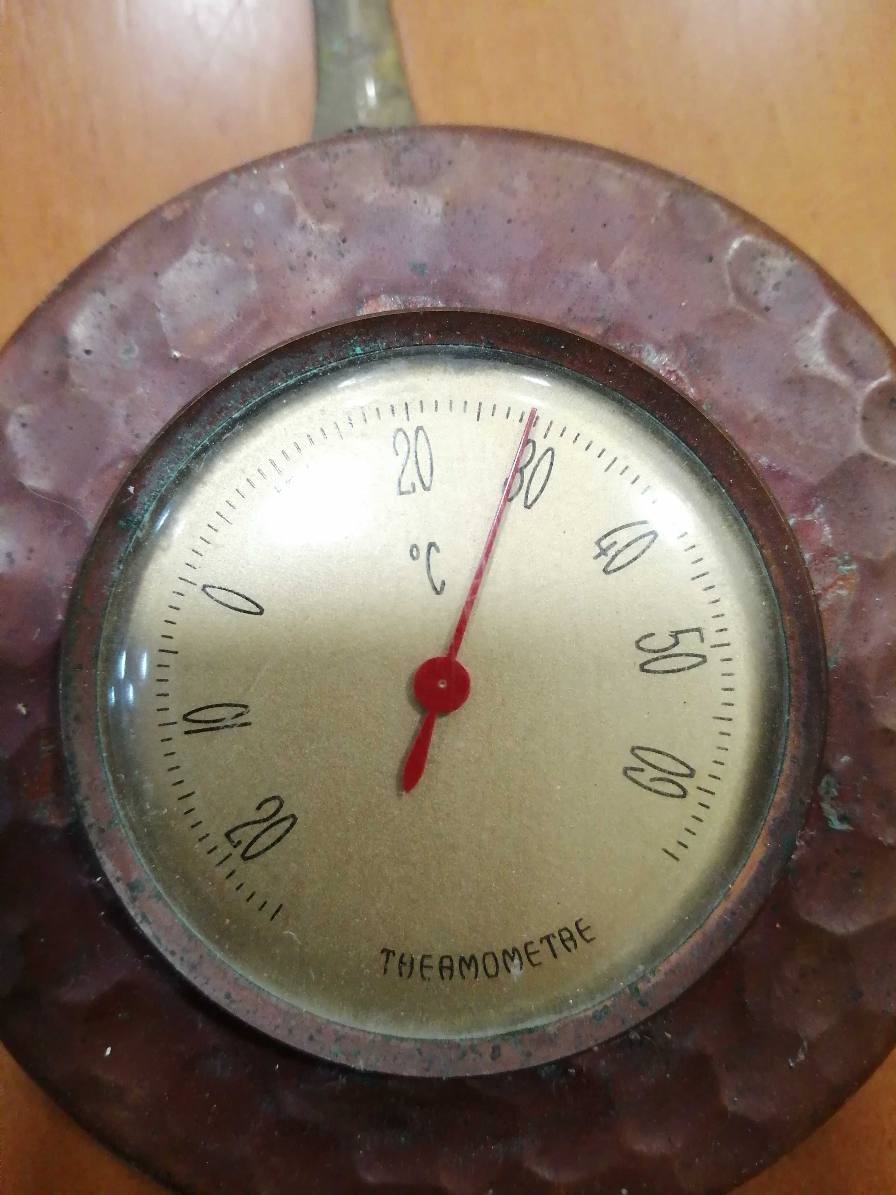 termometro pequeno de parede antigo , em cobre , ver fotos