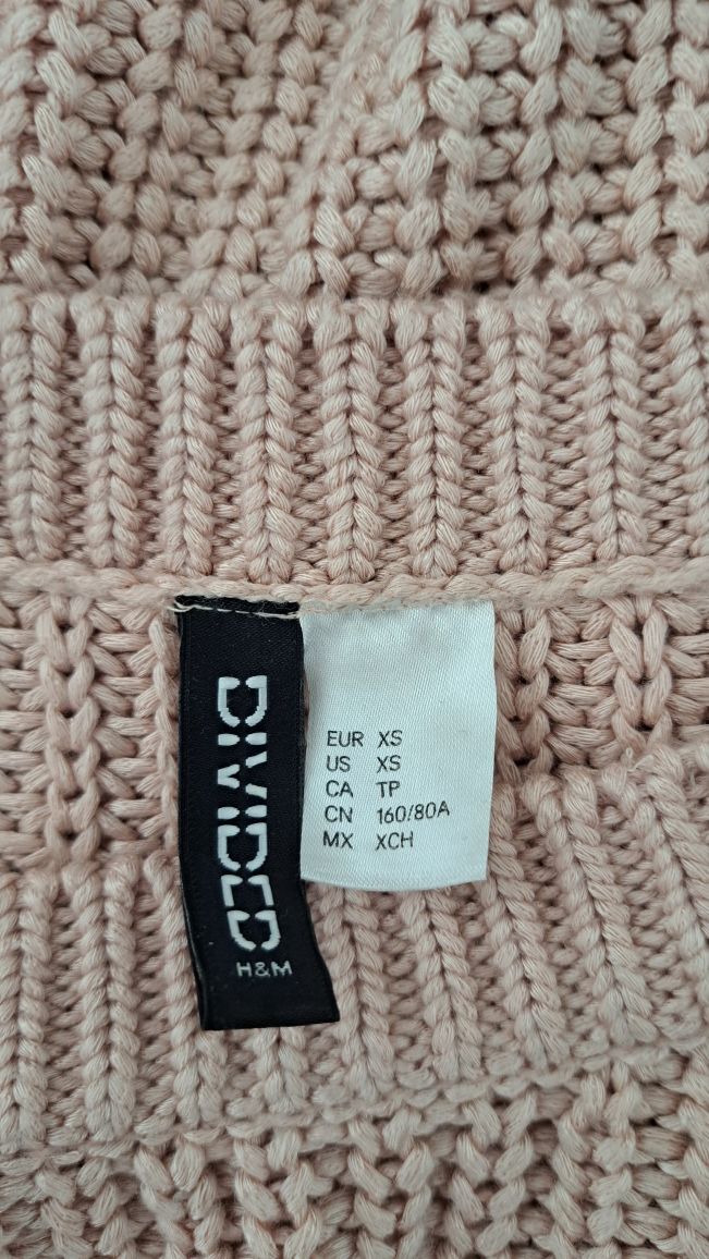 Różowy sweter damski sweterek krótki XS 34 XXS 32 H&M