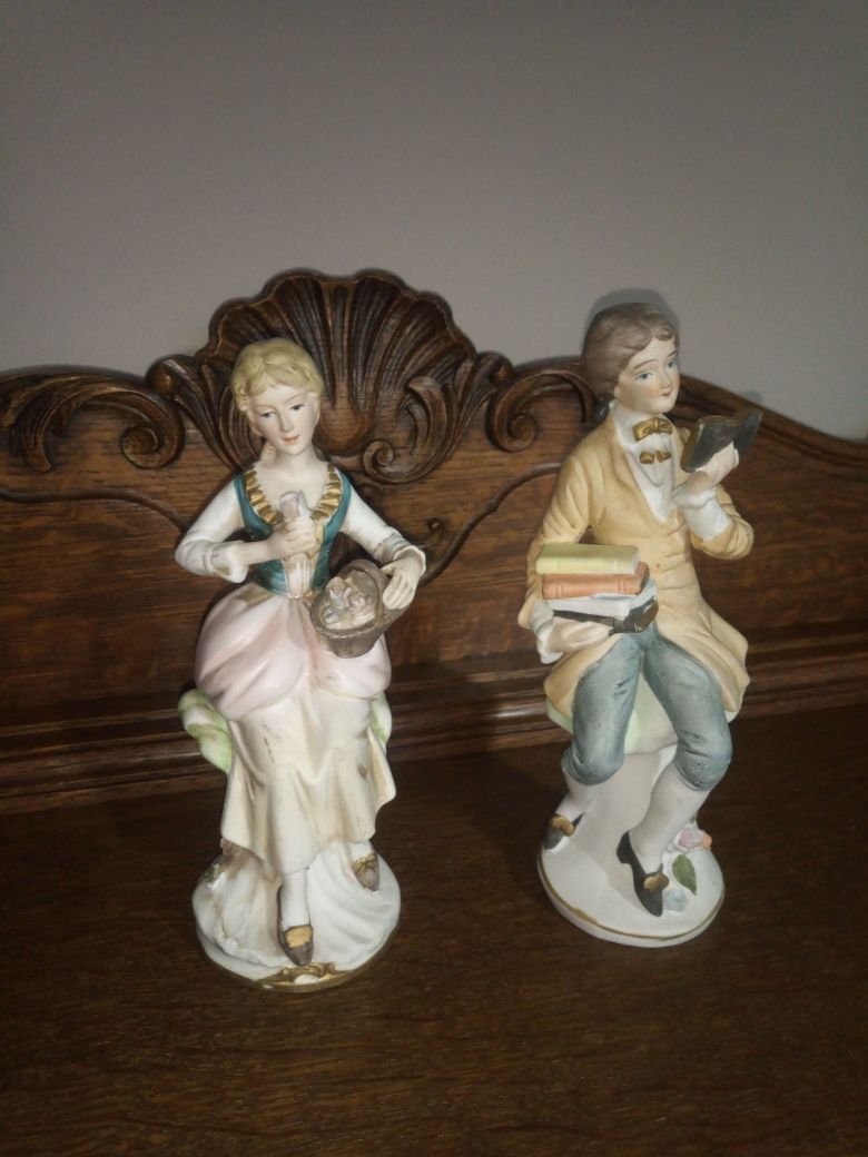 Para figurek porcelanowych Dama i Pan Hrabia porcelana sygnowana antyk