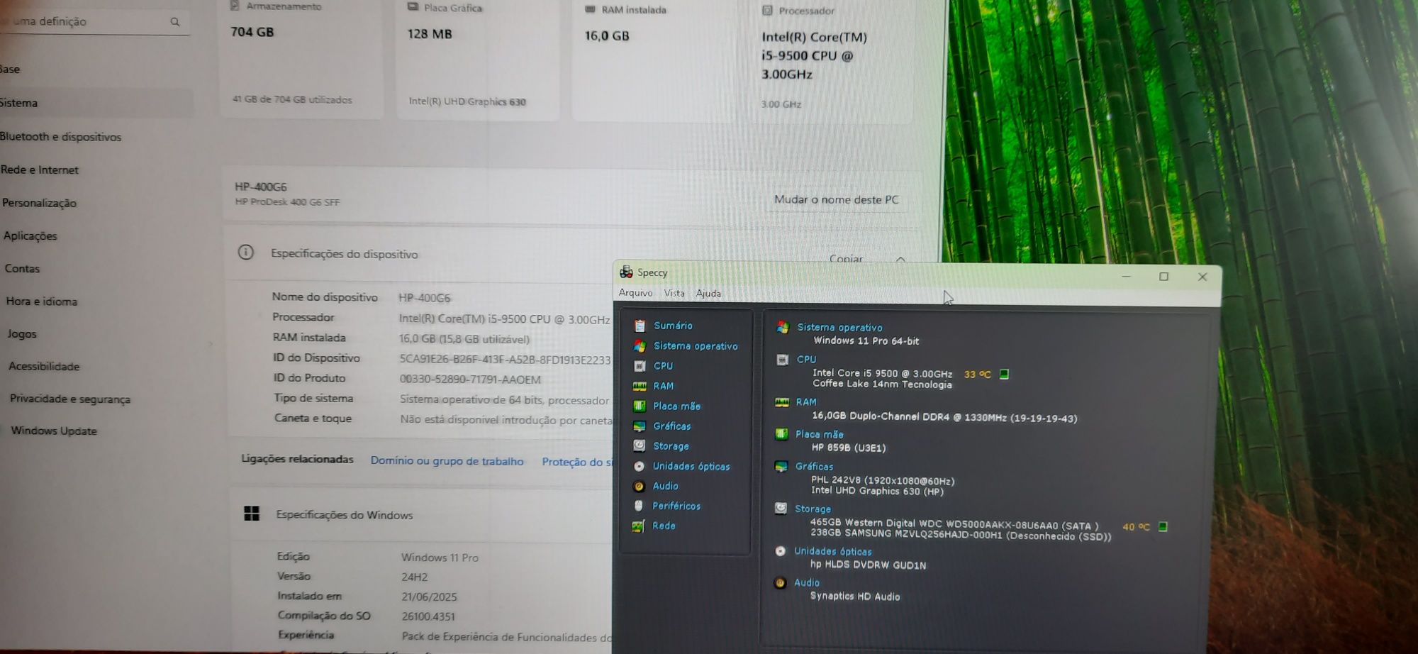 Pack HP-400G6+Lcd 22"P. 9ªG|I5.9500|16G|NVMe256+HDD500|5G+BT|Kit|W11