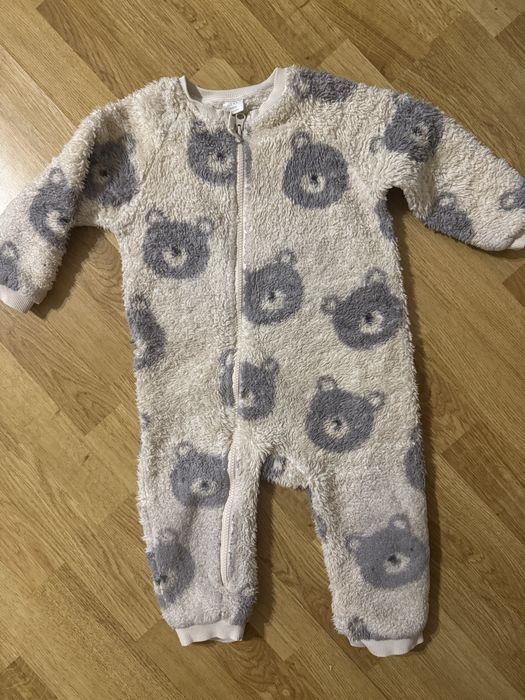 Теплий ромпер Next ведмедик, плюшевий ромпер велюровий