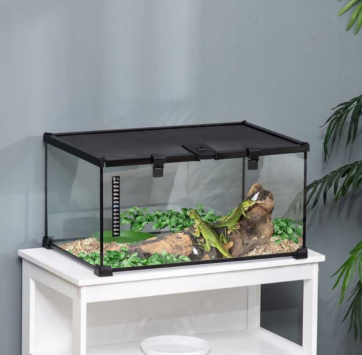 Terrarium Szklane dla Żółwia Węża Gekona Pająka Gadów Termometr OKAZJA