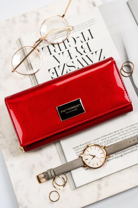 portfel damski skórzany ptn ph20-1-sh-1840 red