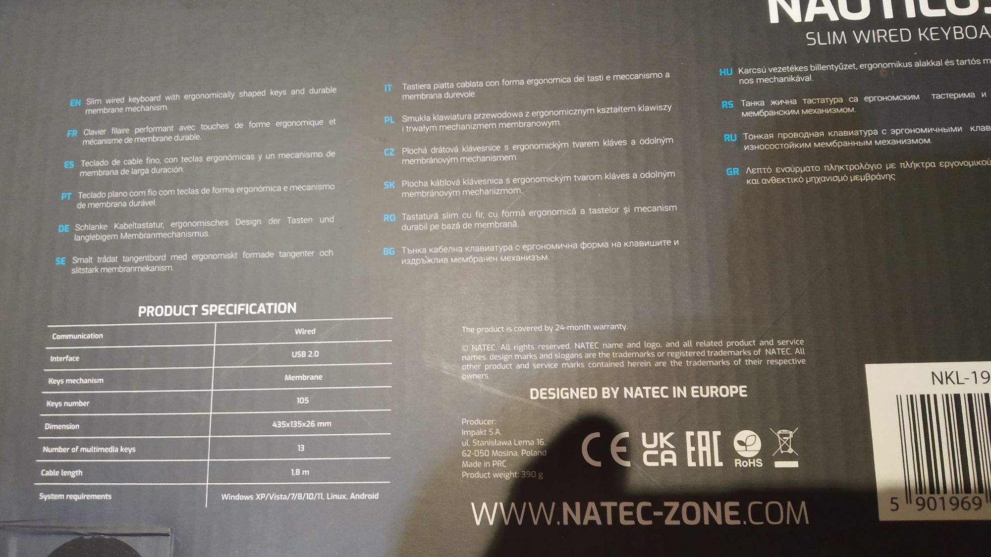 Klawiatura przewodowa natec nowa