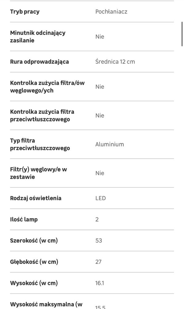 Okap podszafkowy pochłaniacz wyciąg WK-7 Akpo Mikra do szafki 60 nowy