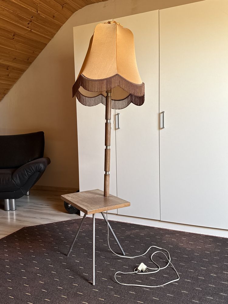 Lampa stojąca z kloszem nocna PRL