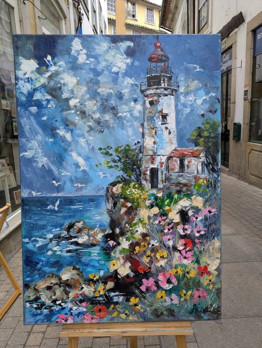 Quadro pintado á óleo sobre tela, 116x81 cm