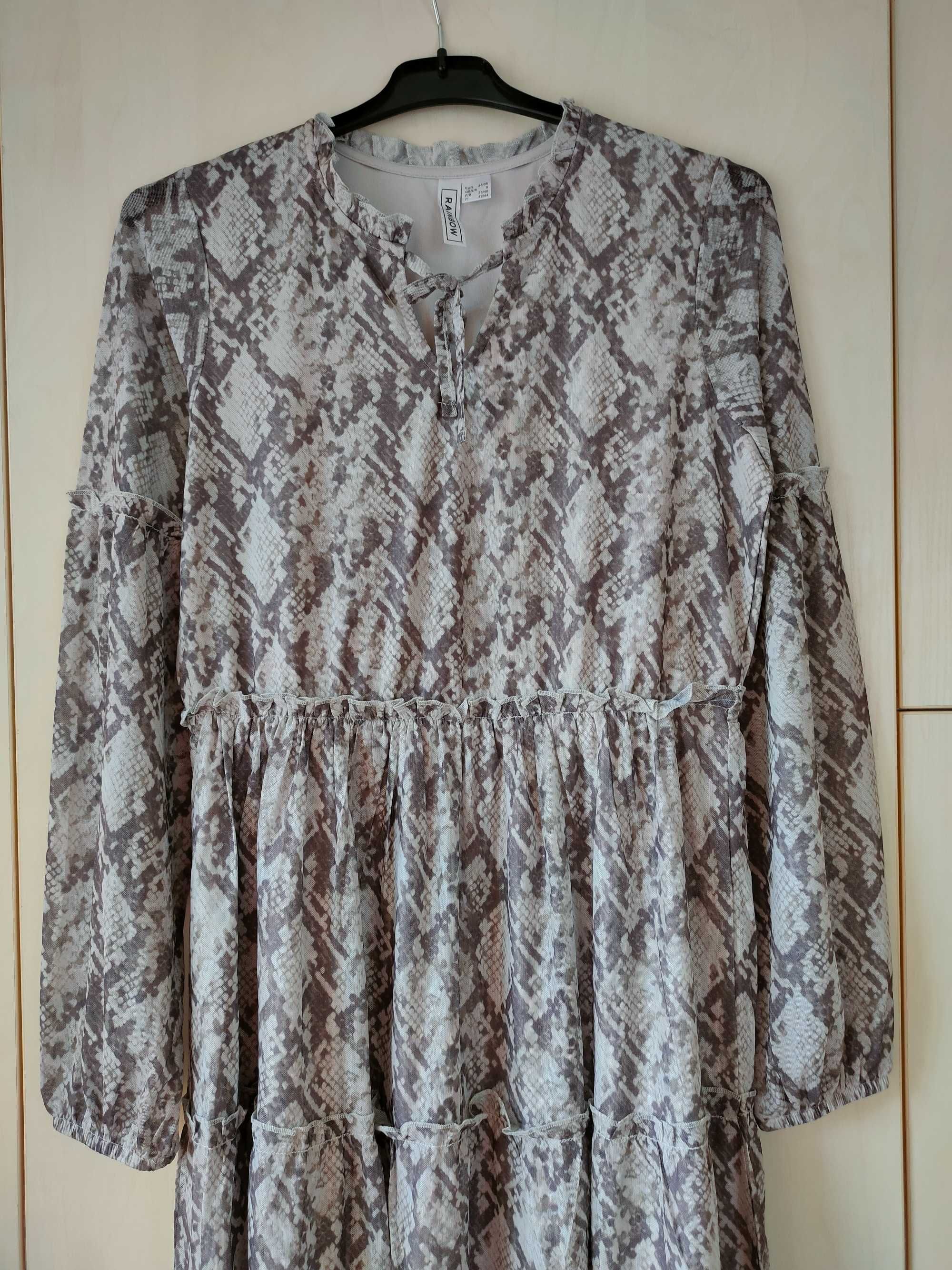NOWA, beżowa, szyfonowa sukienka r. 36/38, Bodyflirt (Bonprix)