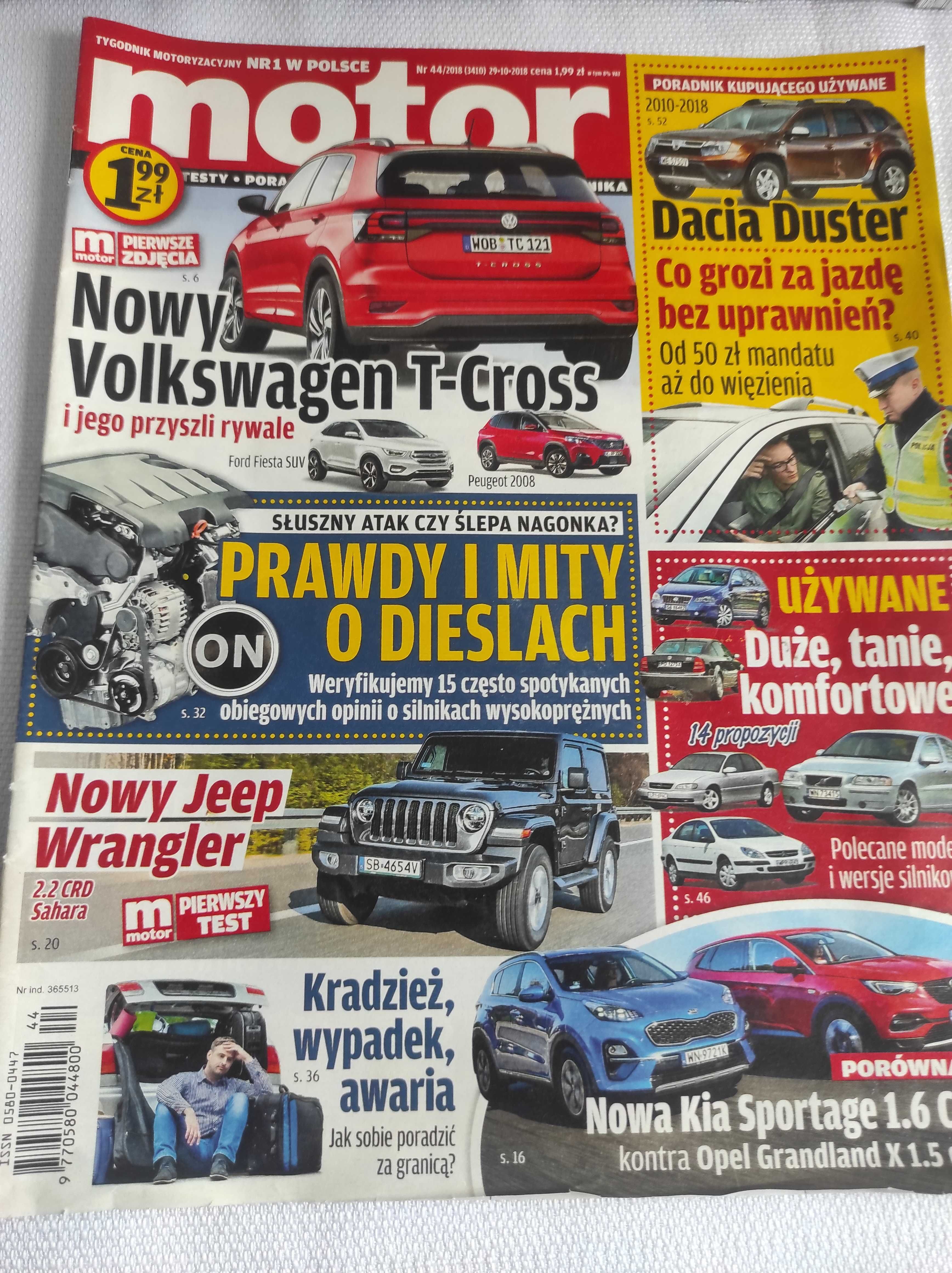 Czasopismo Motor WYSZUKAJ Auto 44/2018 Duster Kona Lancer T-Cross Juke