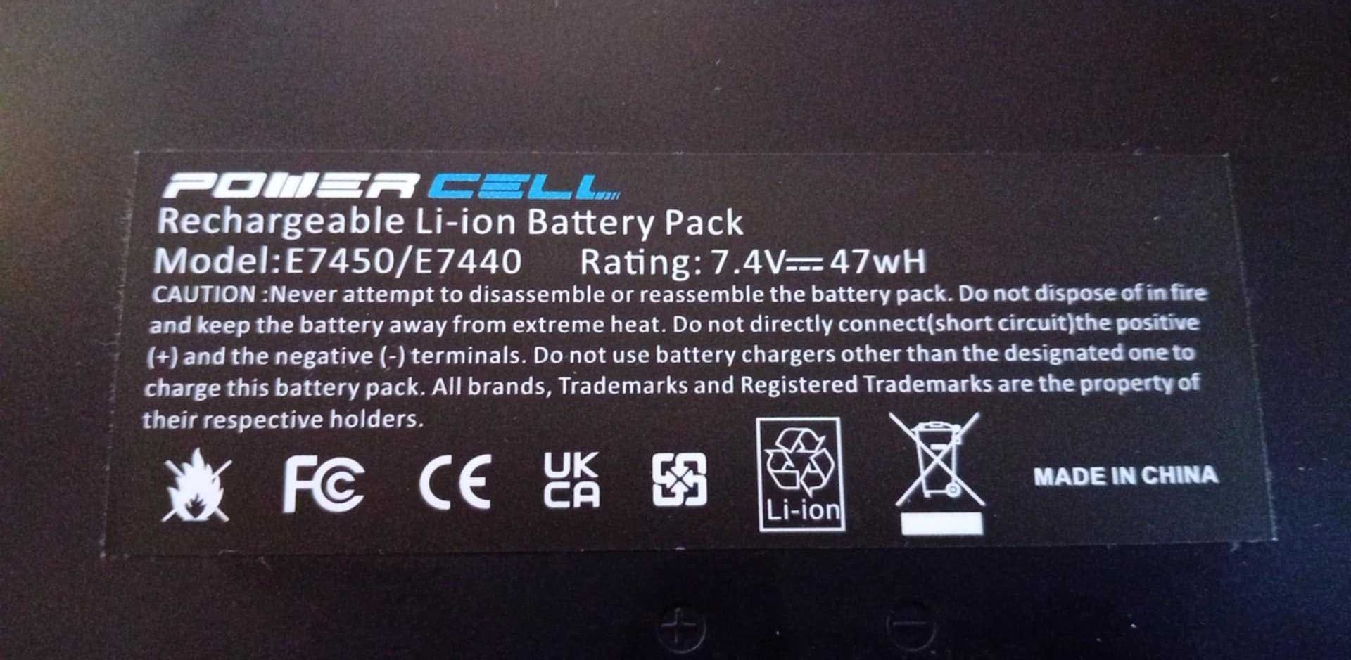 Bateria do Laptopa PowerCell Li-ON Model E7450/E7440