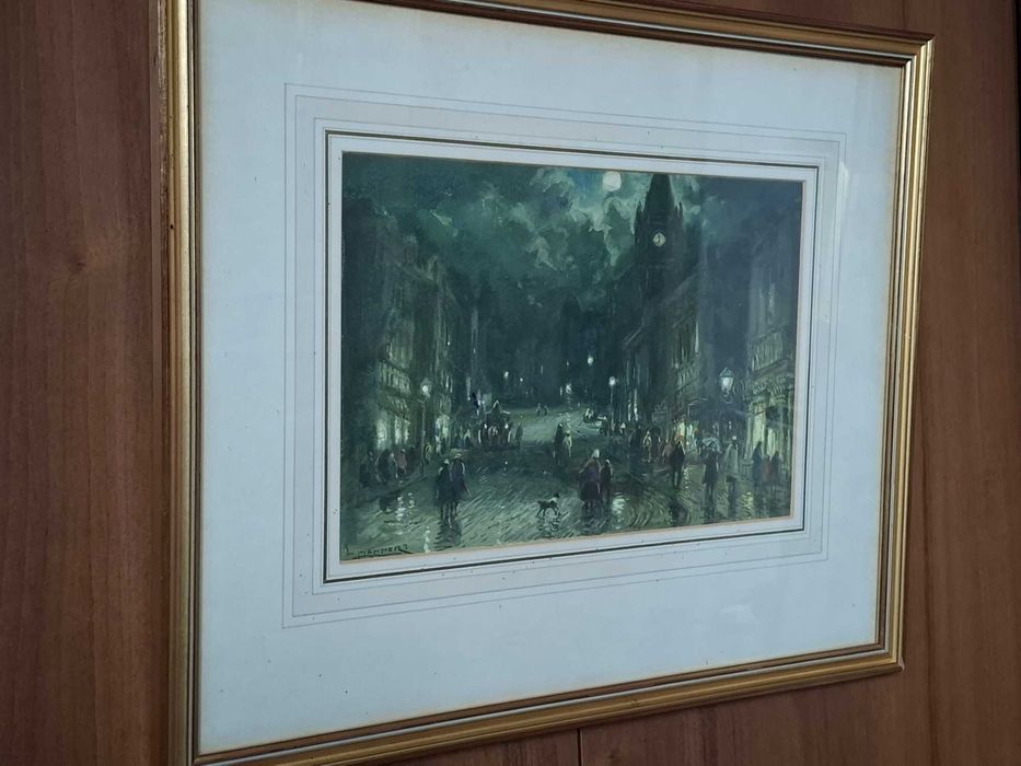 William Manners, akwarela "Święta w Kendal", sygnowana