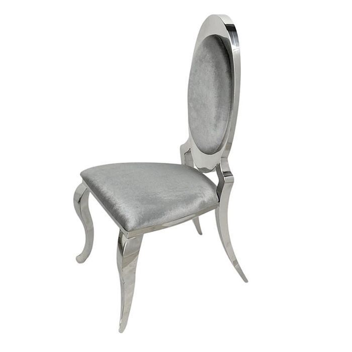 Krzesło glamour Victoria II Dark Grey szare do jadalni tapicerowane