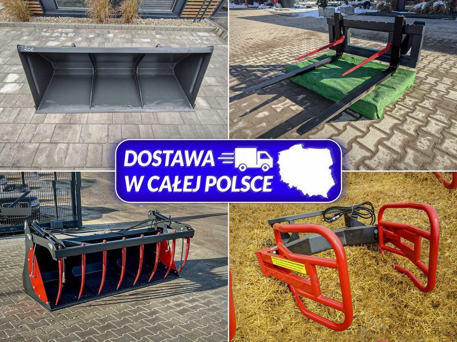 Nowy OSPRZĘT rolniczy: Łyżka, Krokodyl, Paleciak, Chwytak do bel Widły
