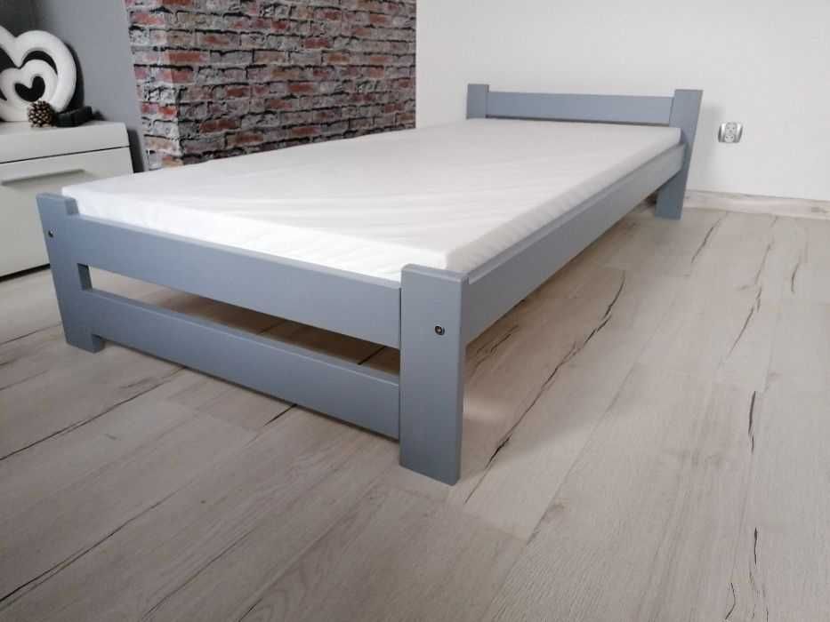 Łóżko z materacem sprężynowym zestaw 90,120,140,160,180x200 białe siwe