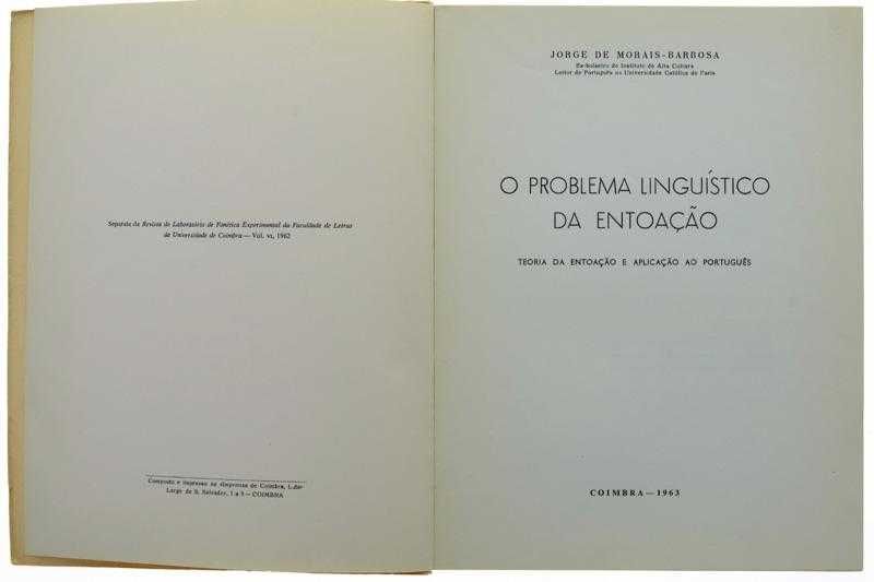 O problema linguístico da entoação, de Jorge Barbosa