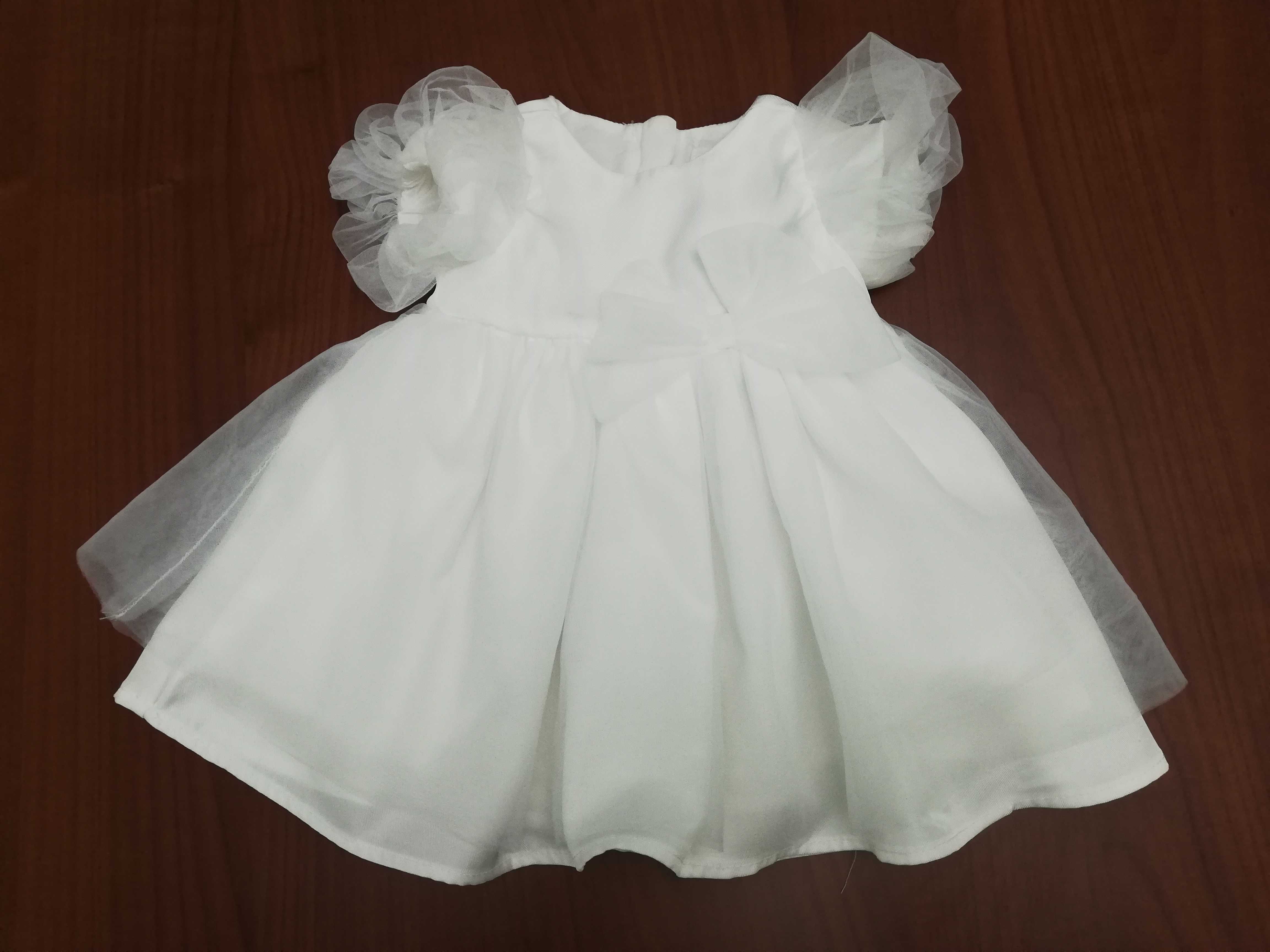 Sukienka biała dla noworodka niemowlaka do chrztu na chrzest