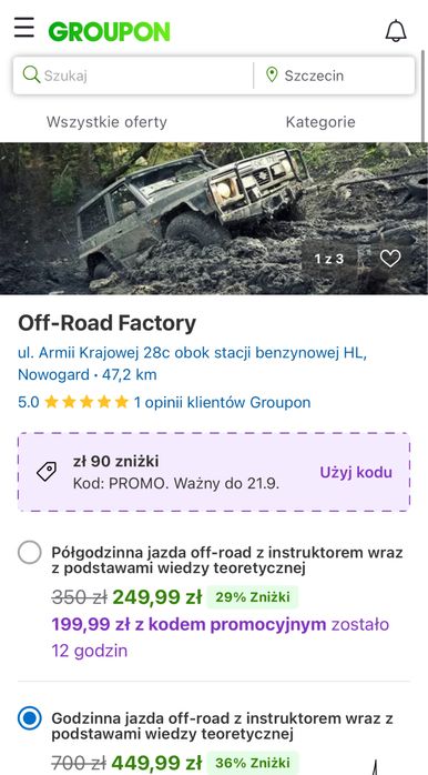 Voucher na off road groupon