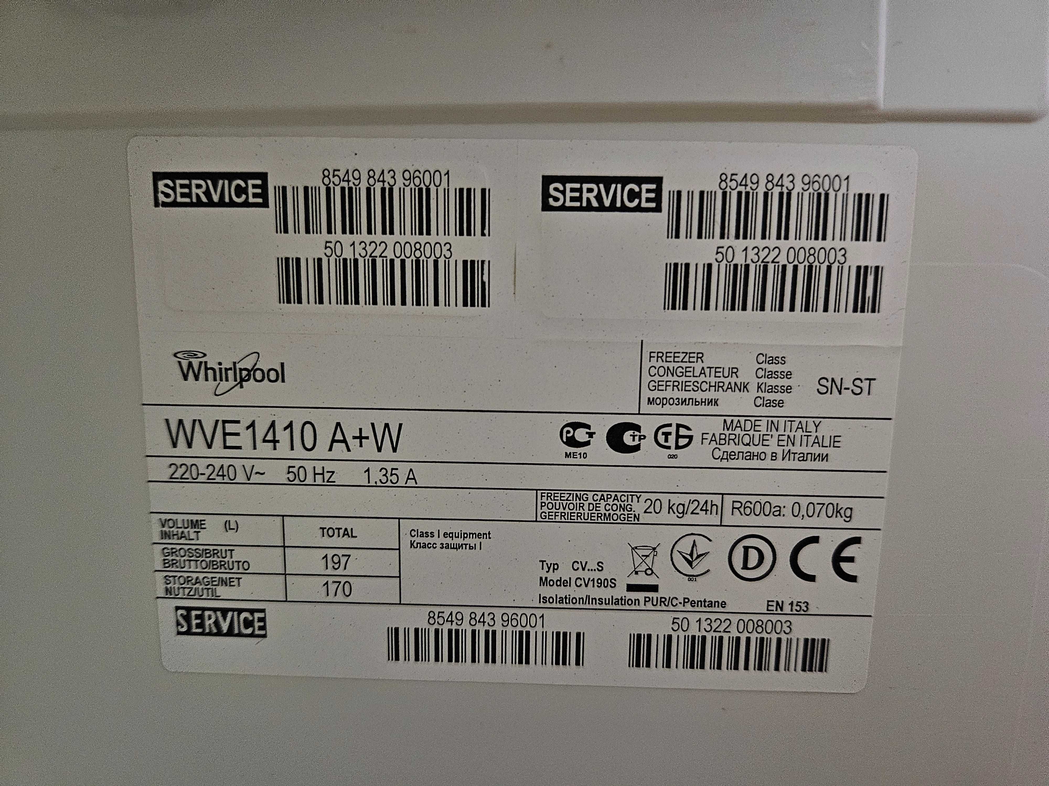 Морозильна камера WHIRLPOOL WVE 1410 A + W