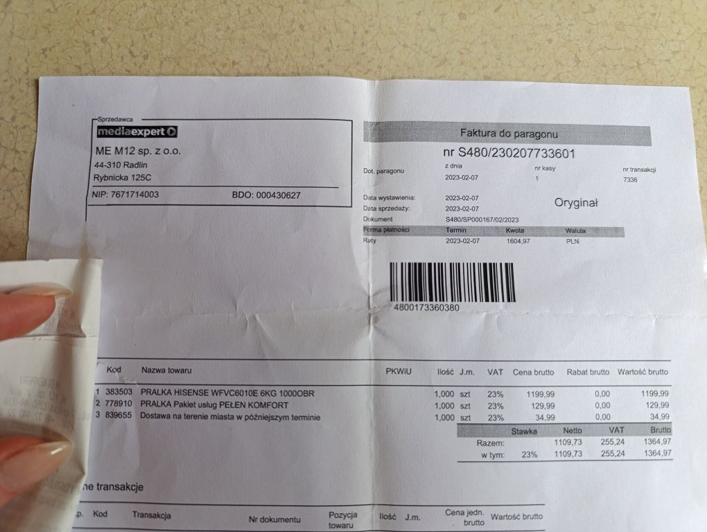 Pralka Hisense WFVC6010E 6kg, 1000 obrotów