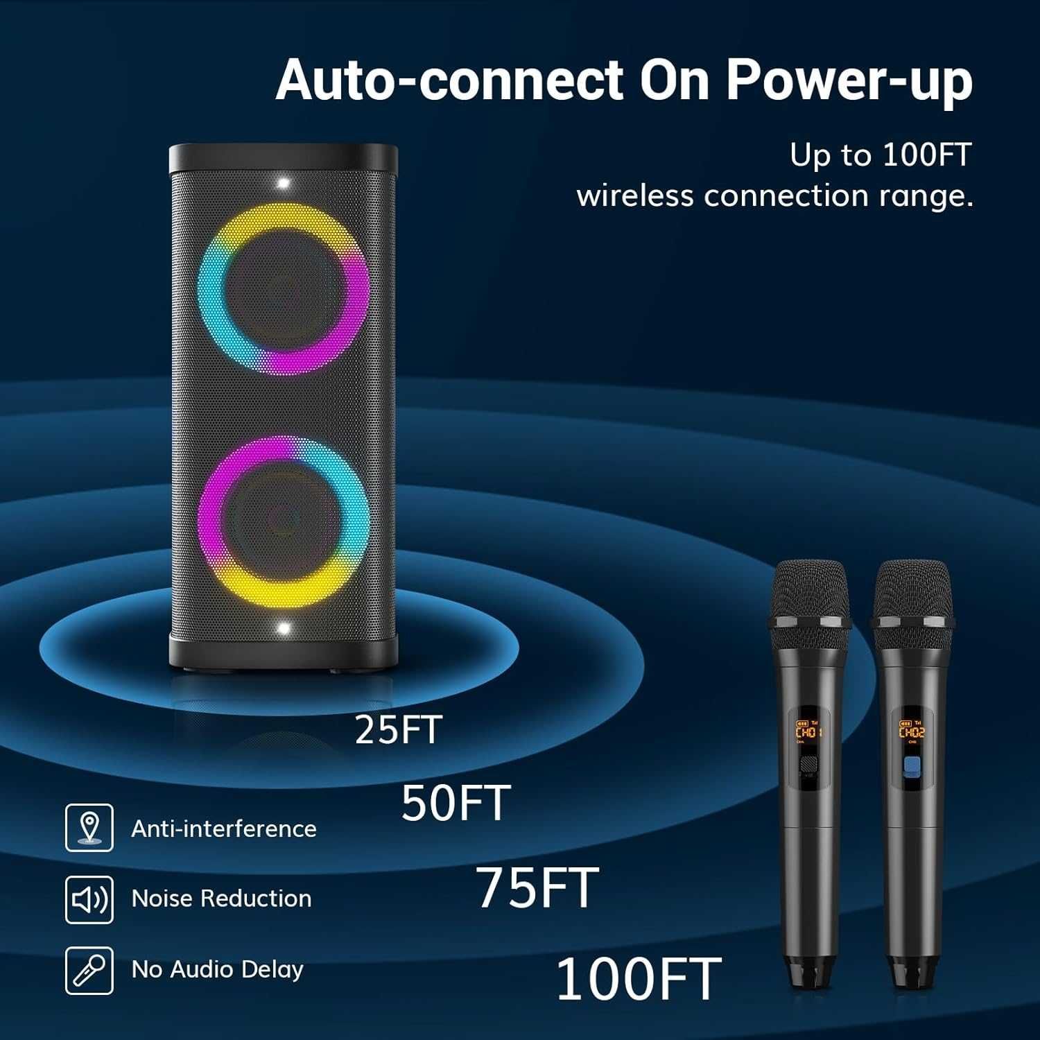 Maszyna karaoke TONOR K60 Bluetooth + 2 mikrofony LED USB TF
