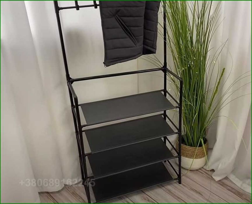 Напольная ВЕШАЛКА для прихожей с полками под обувь, компактная