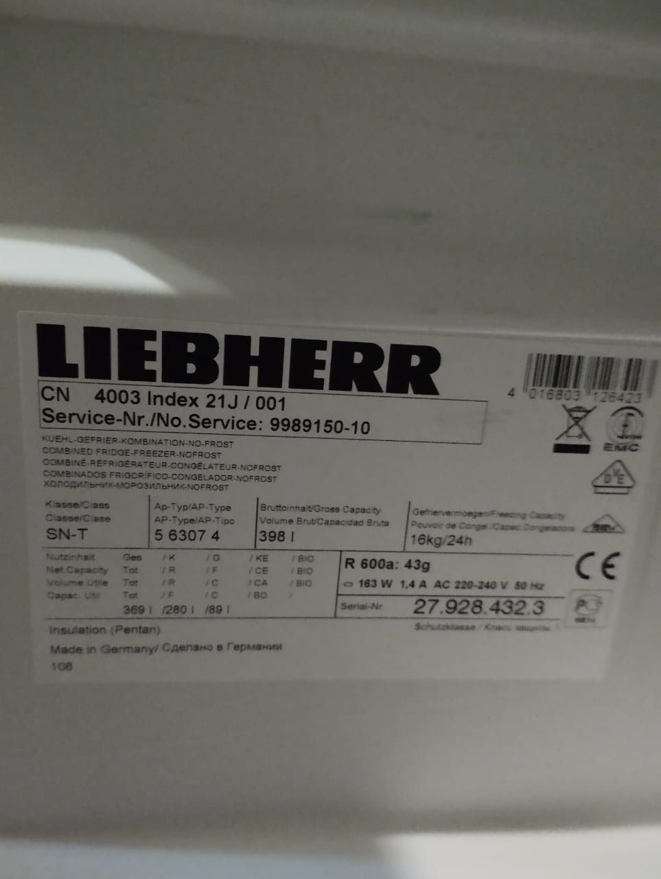 Продам холодильник Liebherr CN 4003