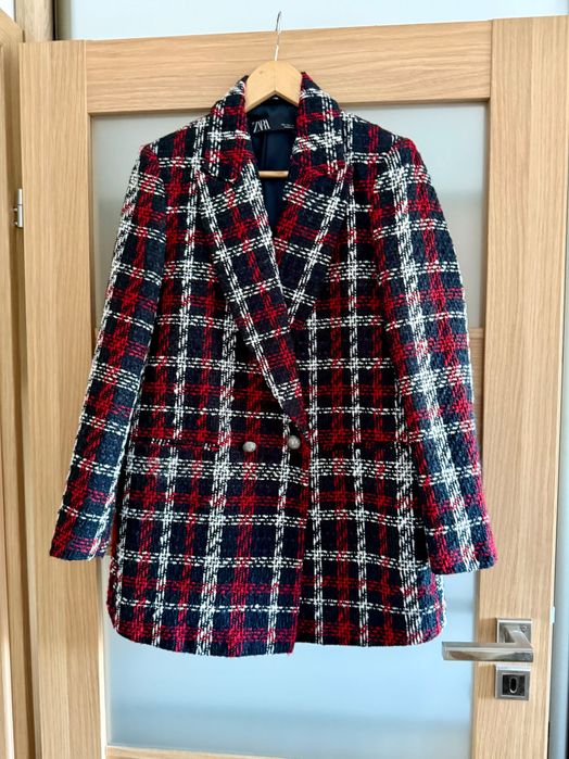 Tweedowa marynarka Zara kratka