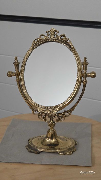 Mosiężne lusterko stojące 24x16, masywny mosiądz