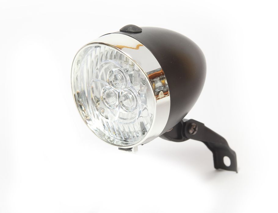 Lampka rowerowa przód LED retro na baterie lampa uchwyt zaczep widelec