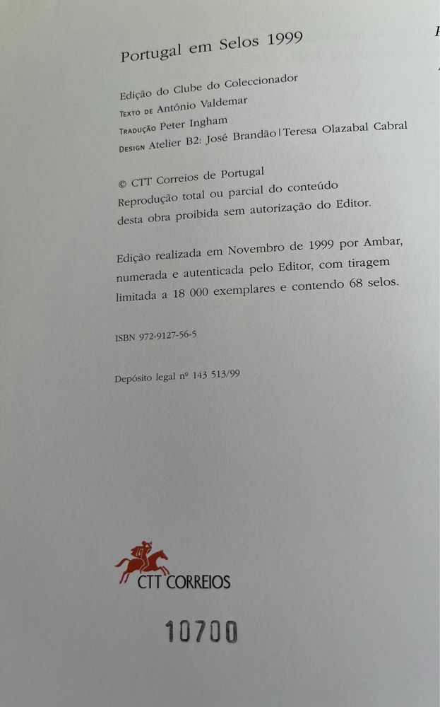 Portugal em selos 1999 livro dos CTT