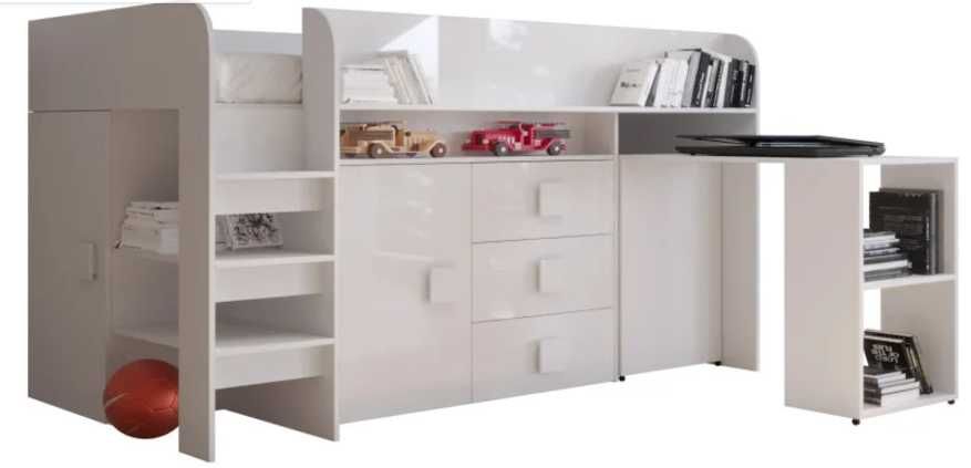 Łóżko piętrowe Antresola TOLEDO 1 biały + biały + biały