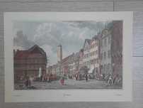 Stara grafika szkic Gottingen miasto niemieckie Niemcy obrazA4