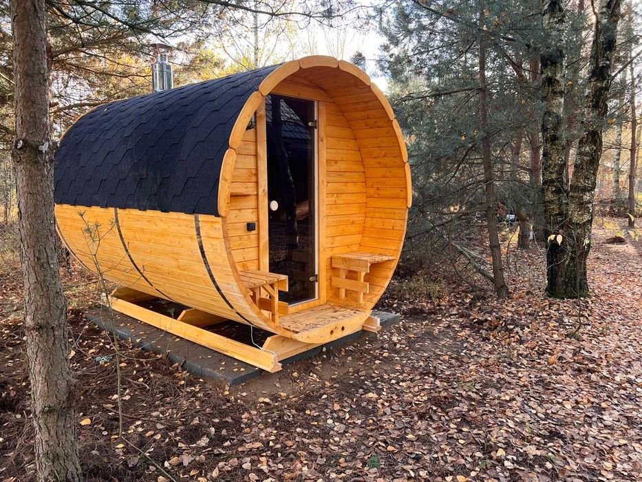 Sauna Beczka 300cm  Ogrodowa z Piecem Harvia - od Producenta z Litwy