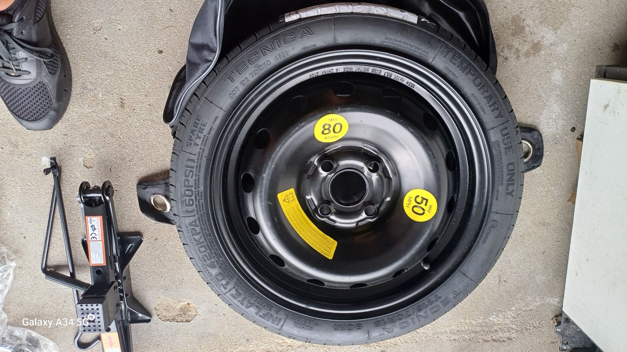 Koło dojazdowe zapasowe lewarek zestaw renault dacia 4x100