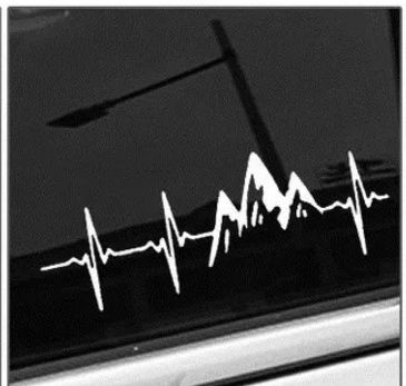 EKG GÓRY  Linia życia - 19cm x 6cm - naklejka na auto laptop scianę