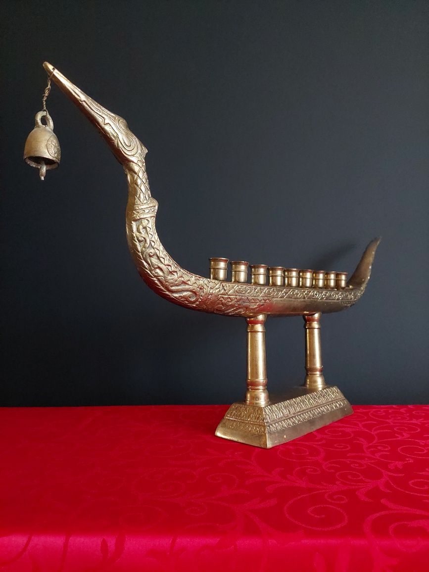 Suphannahong boat 72 cm tajski świecznik mosiądz