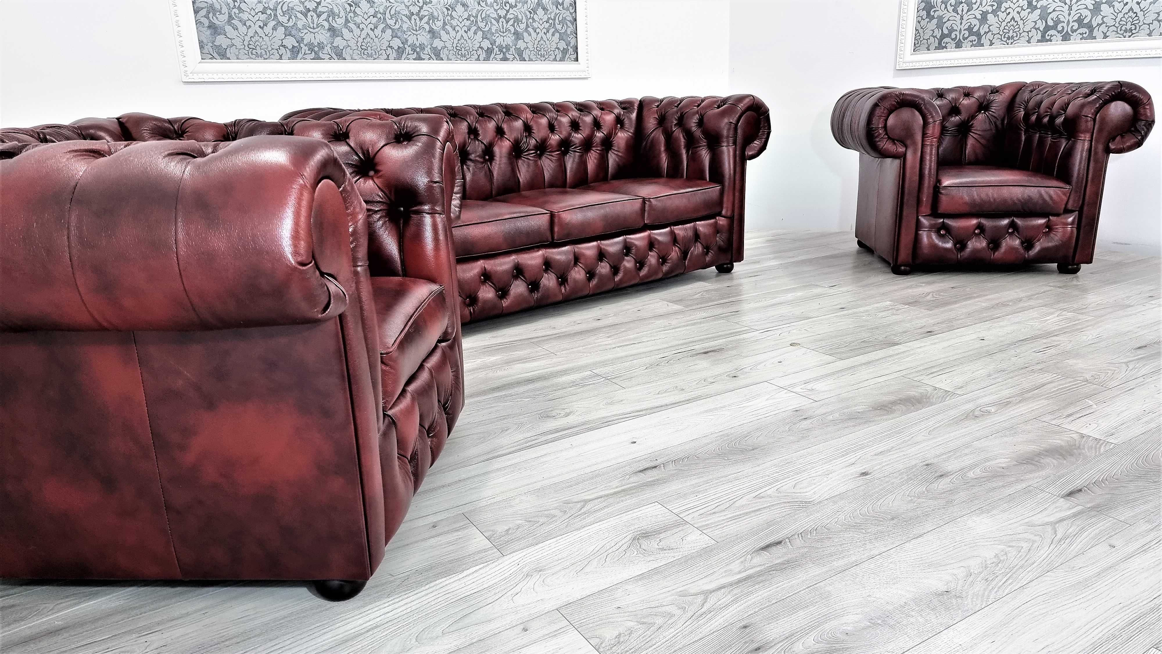 Zestaw pikowany Chesterfield CLASSIC DUO - skóra/producent