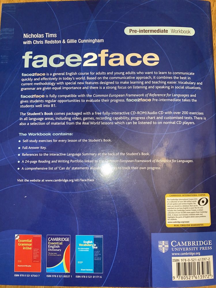 Cambridge Face2face Pre-Intermediate Workbook B1