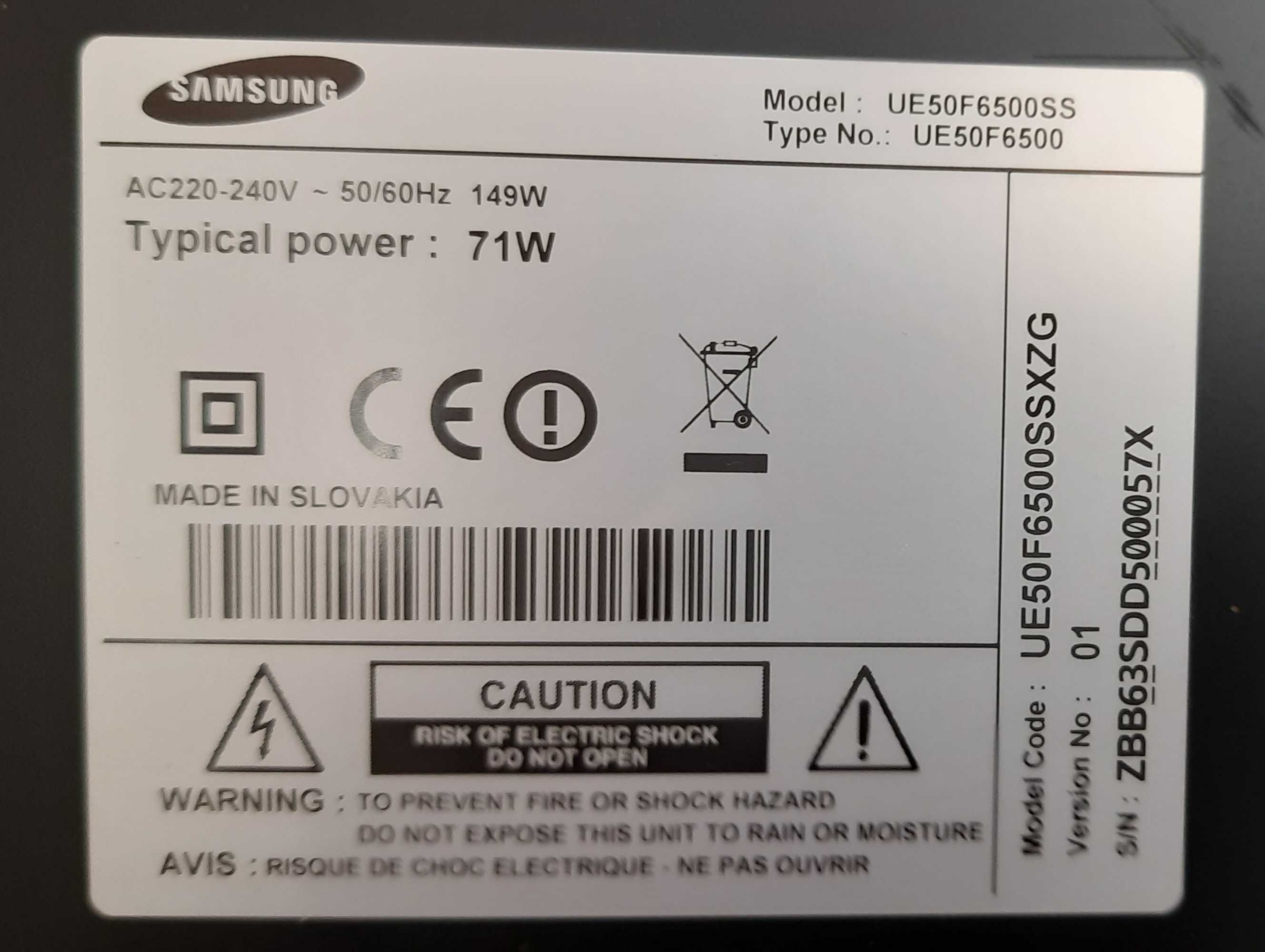 Samsung UE50F6500SS на запчастини(розбита матриця)