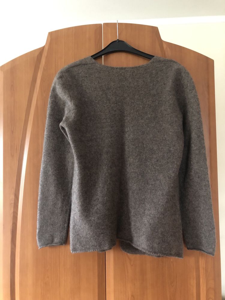 Kaszmirowy brązowy sweterek z topem 2w1 M
