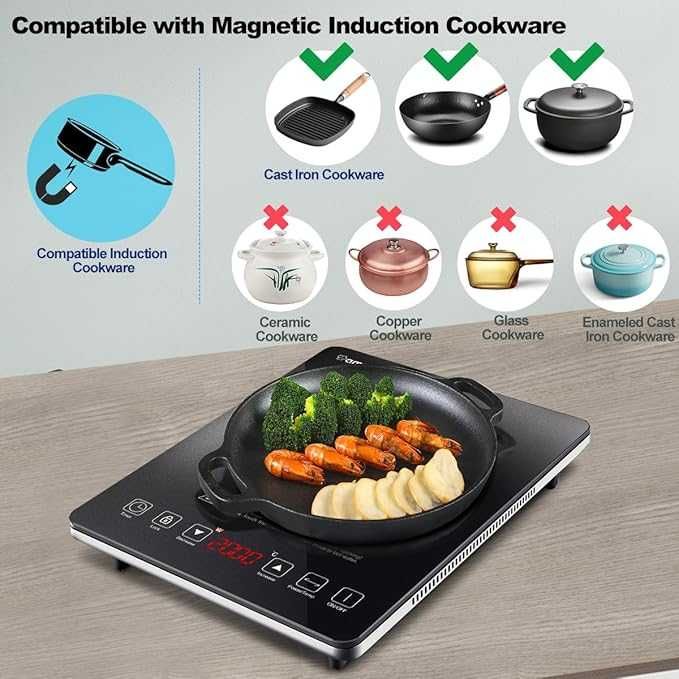 AMZCHEF Pojedyncza Wolnostojąca Płyta Indukcyjna  2000 W Timer  (529b)
