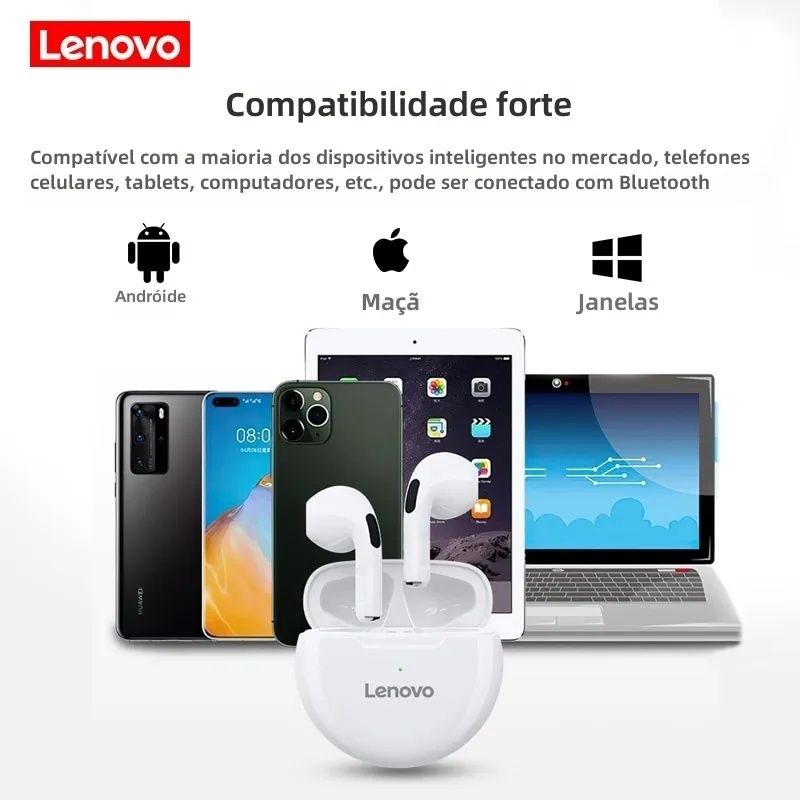 Phones Bluetooth NOVOS Pretos/Brancos LENOVO