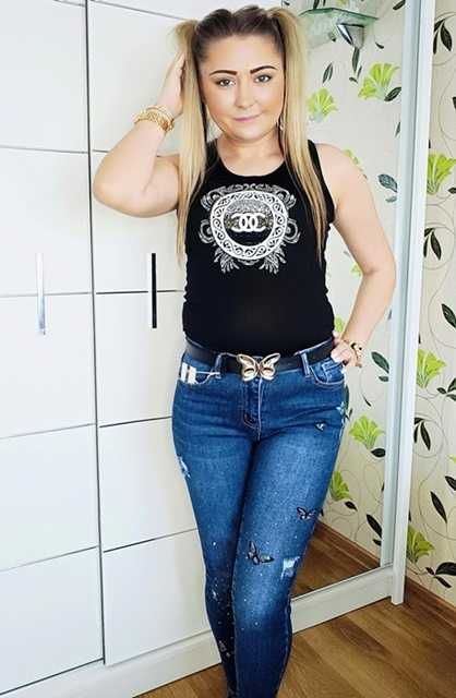 Przepiękne jeansy Skinny M.Sara Motylki, cyrkonie