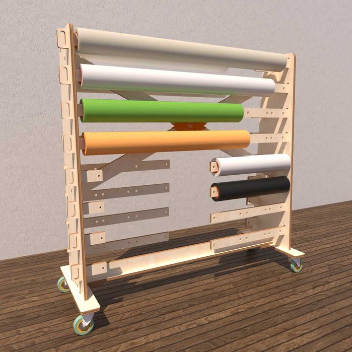 Rack móvel para rolos de vinil para 16 rolos 60 a 137 cm