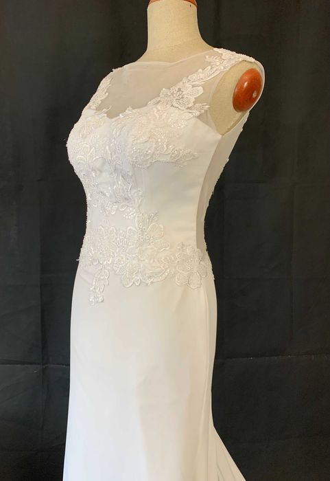 Nowa Suknia Ślubna Ivory Kremowa M 38 Gładka Empire Syrena Glamour