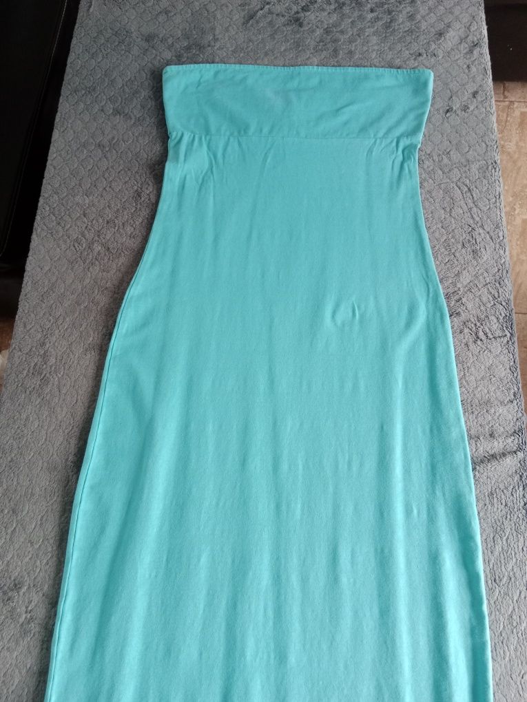 Sukienka kolor turkusowy bez ramiączek EUR 38 UK 10
