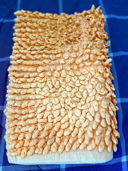 Tapete de banho felpudo laranja 54x83 cm em bom estado