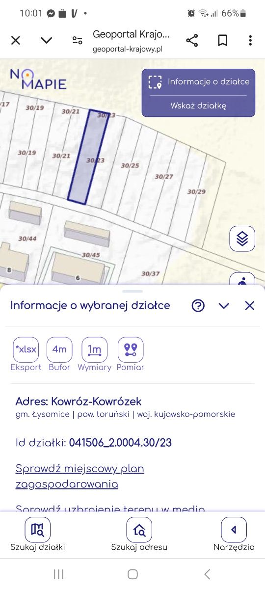Działka ROD Kowróz gm. Łysomice  powiat toruński