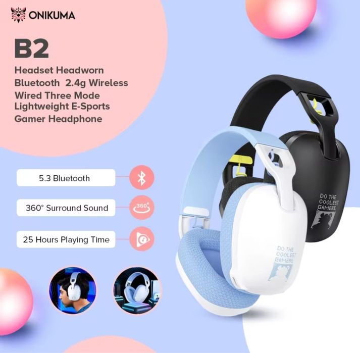 Ігрова гарнітура Onikuma B2 USB навушники з мікрофоном Bluetooth